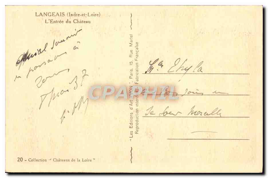 CPA Langeais L'Entree du Chateau — Rückseite