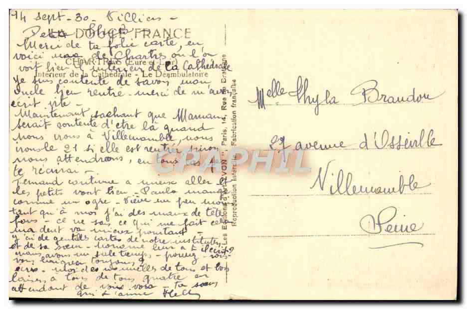 CPA Chartres Interieur de la cathedrale Le deambulatoire  — Verso