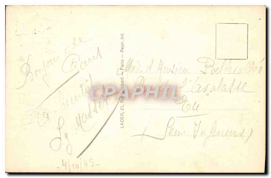 CPA Paris La Madeleine et la Rue Rovale — Verso
