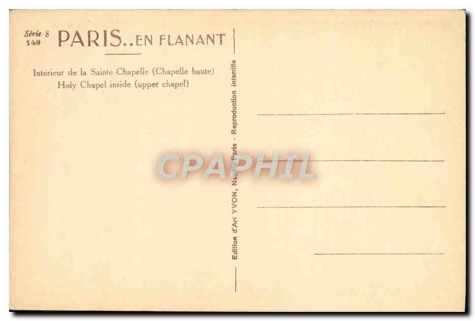 CPA Paris En Flanant Interieur de la Sainte Chapelle — Rückseite
