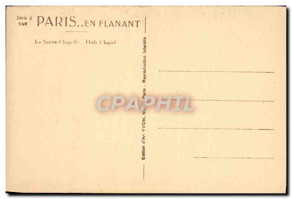 CPA Paris La Sainte Chapelle — Rückseite