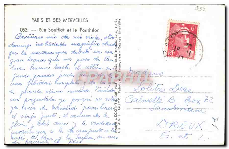 CPM Paris et Ses Merveilles Rue Soufflot et le Pantheon  — Rückseite