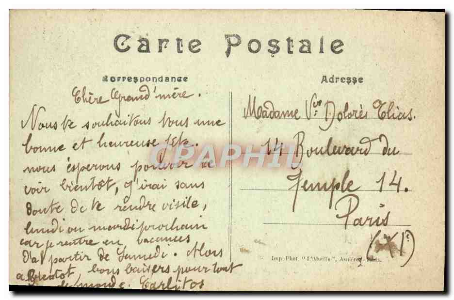 CPA Paris Bois de Boulogne Chateau de Longchamps — Rückseite