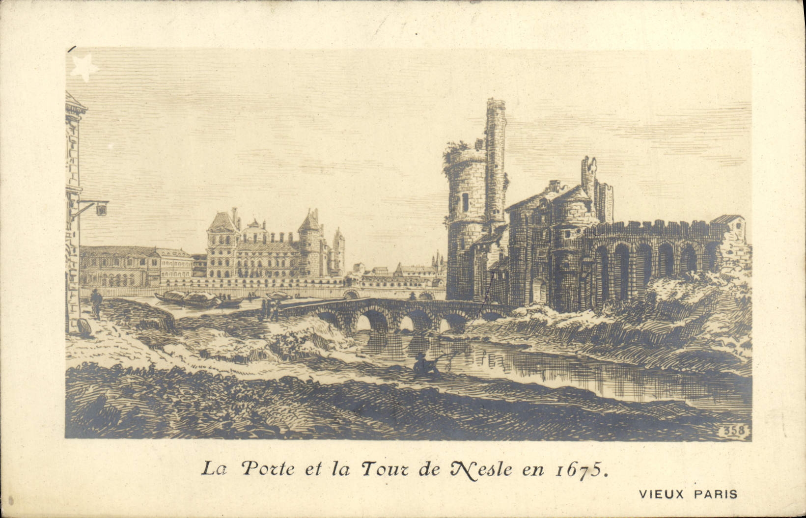 CPA Paris La porte et la tour de Nesle en 1675