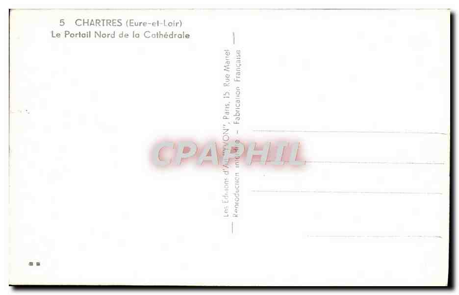 CPM Chartres Le portail Nord de la cathedrale — Verso