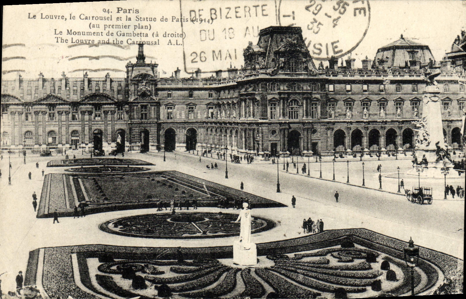 CPA Paris Le Louvre La Carrousel et la statue de Paris 