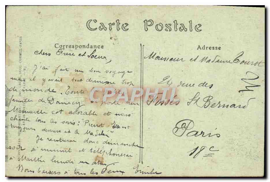CPA Auxerre L'Hotel des Postes — Verso