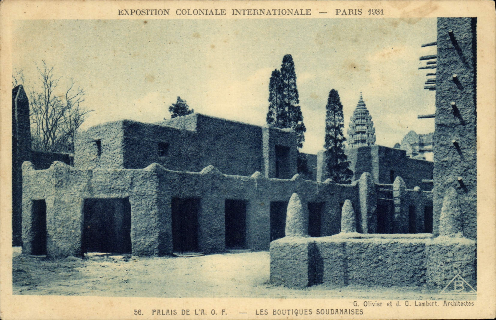 Exposition Coloniale Internationale — Paris 1931 — Palais de l'A.O.F. — Les Boutiques Soudanaises — G. Olivier et J. G. Lambert, Architectes