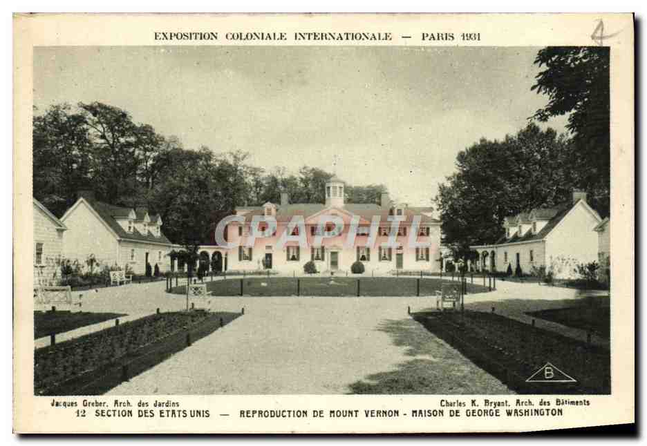 Reproduction de Mount Vernon - Maison de George Washington — Exposition Coloniale Internationale Paris 1931 — Section des États-Unis