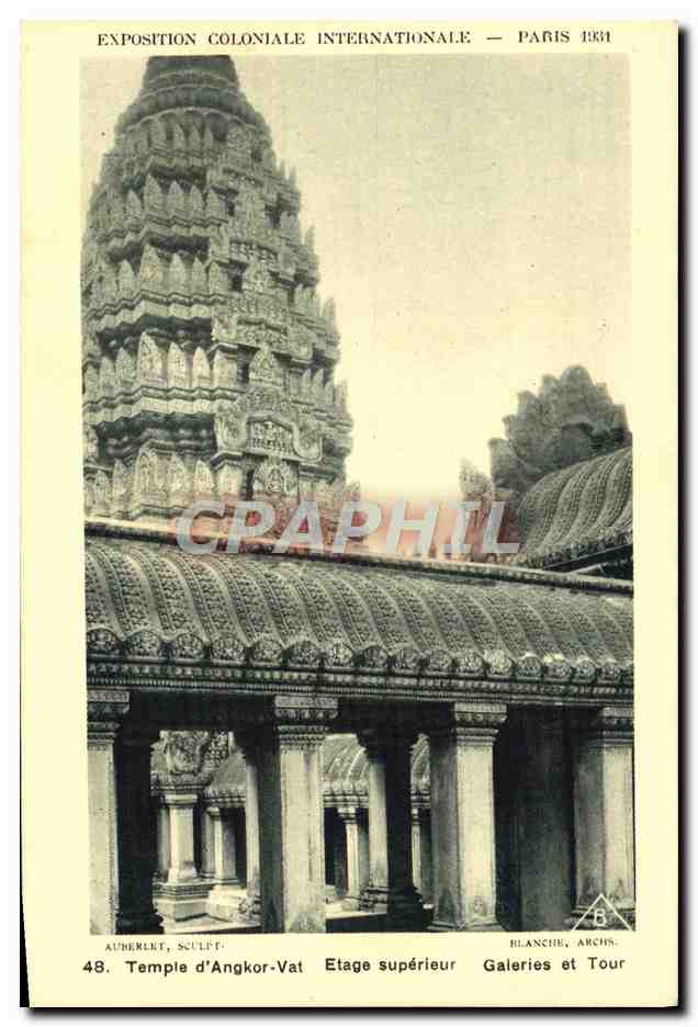 CPA Exposition Coloniale Internationale Paris 1931 Temple d'Angkor Vat Etage superieur Galeries et tour