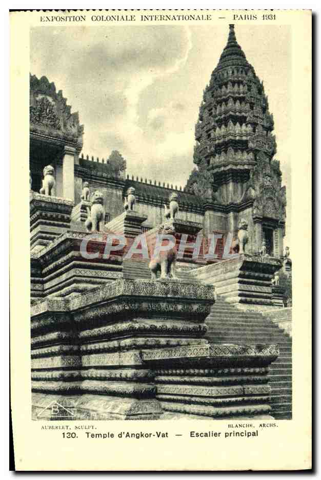 CPA Exposition Coloniale Internationale Paris 1931 Temple d'Angkor Vat Escalier principale