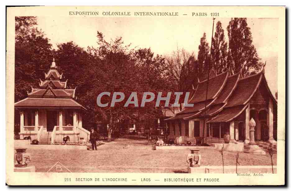 CPA Exposition Coloniale Internationale Paris 1931 Section de l'Indochine Bibliotheque et pagode