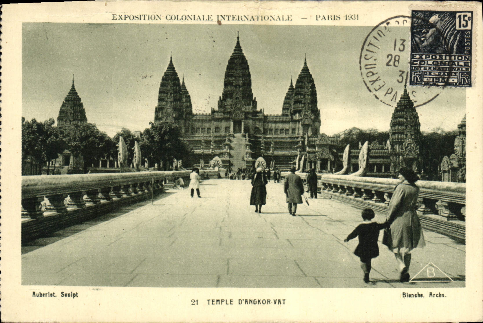 Antike Ansichtskarte Internationale Kolonialausstellung Paris 1931 Tempel von Angkor Wat