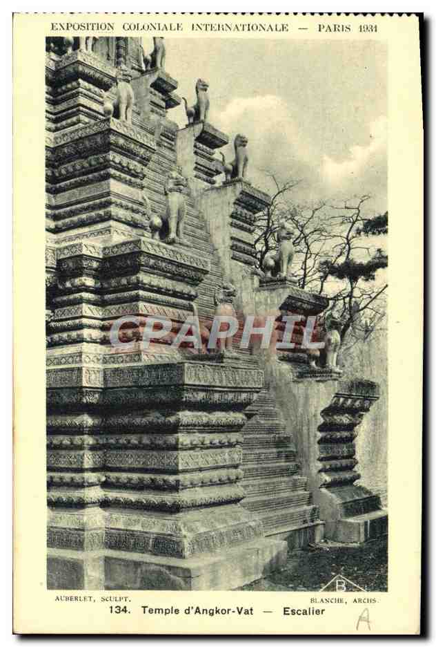 CPA Exposition Coloniale Internationale Paris 1931 Temple d'Angkor Vat Escalier