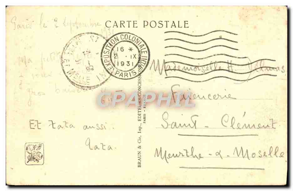 CPA Exposition Coloniale Internationale Paris 1931 Parc zoologique La savane africaine Zoo Autruche — Rückseite