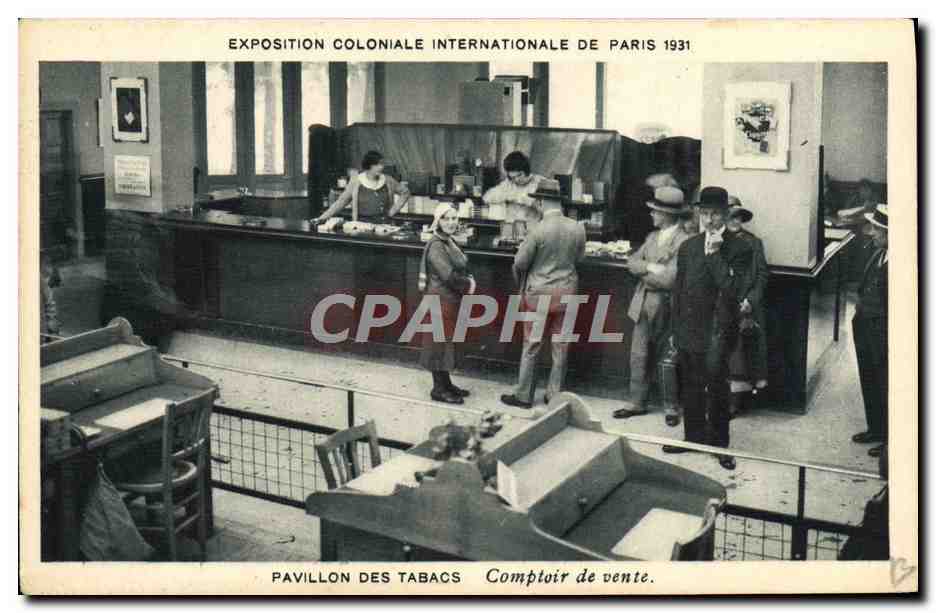 Exposition Coloniale Internationale de Paris 1931 — Pavillon des Tabacs, Comptoir de vente — Éditeur Hélène Cachan