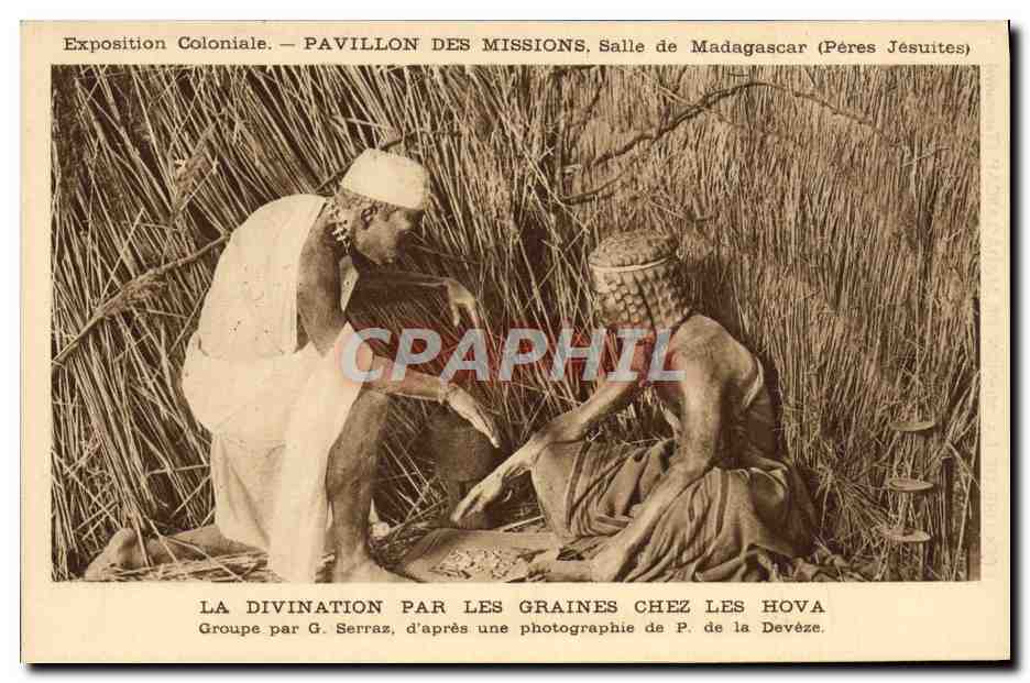 Divination par les graines chez les Hova — Exposition Coloniale, Pavillon des Missions, Salle de Madagascar (Pères Jésuites)