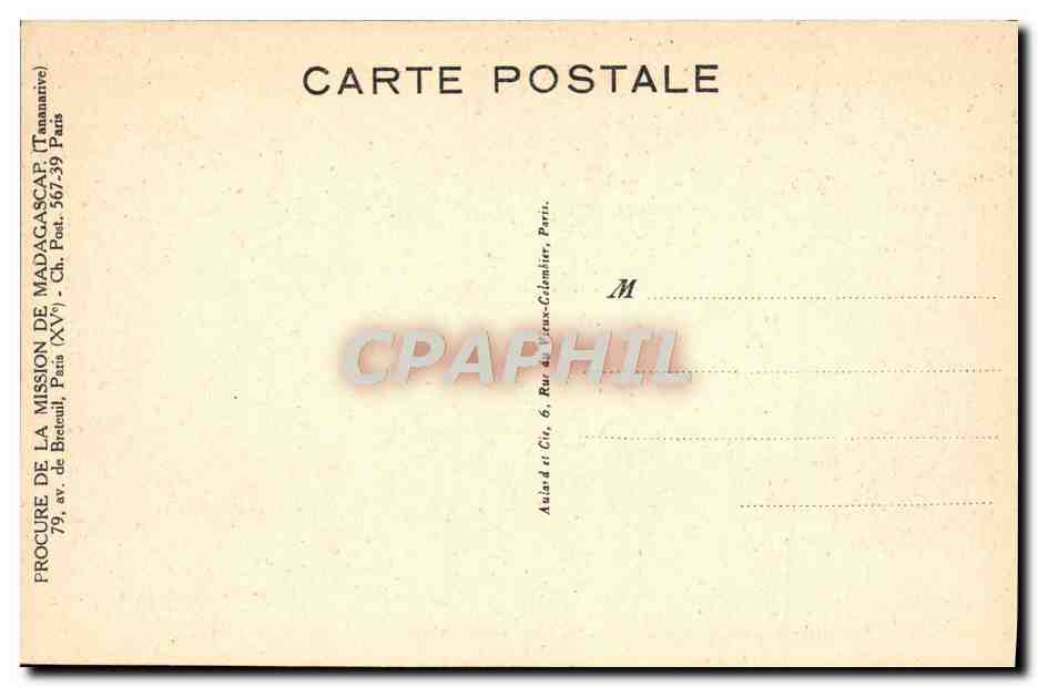 Divination par les graines chez les Hova — Exposition Coloniale, Pavillon des Missions, Salle de Madagascar (Pères Jésuites) — Rückseite