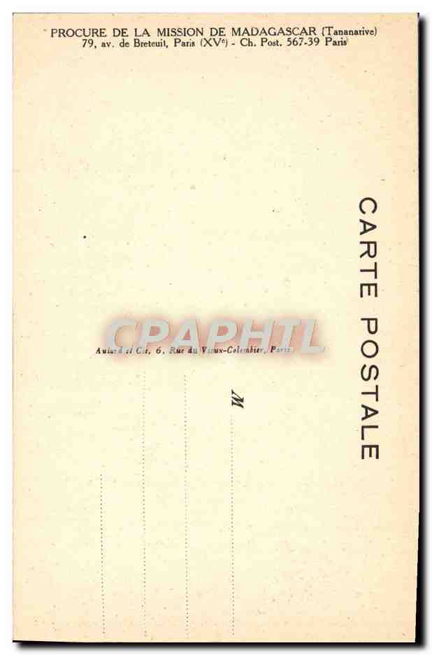CPA Exposition Coloniale Internationale Paris 1931 Pavillon missions Madgascar Massacre peres lazaristes Fort Dauphin — Rückseite