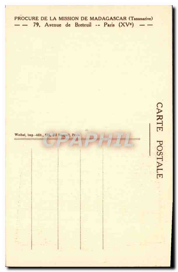 CPA Exposition Coloniale Internationale Paris 1931 Pavillon des missions Madagascar Observatoire Tananarive — Verso