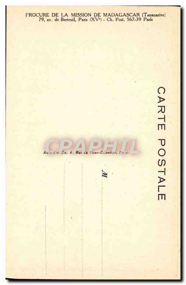 CPA Paris Exposition Coloniale 1931 Pavillon des missions Madagascar Peres Jesuites Tombeau Hova — Rückseite