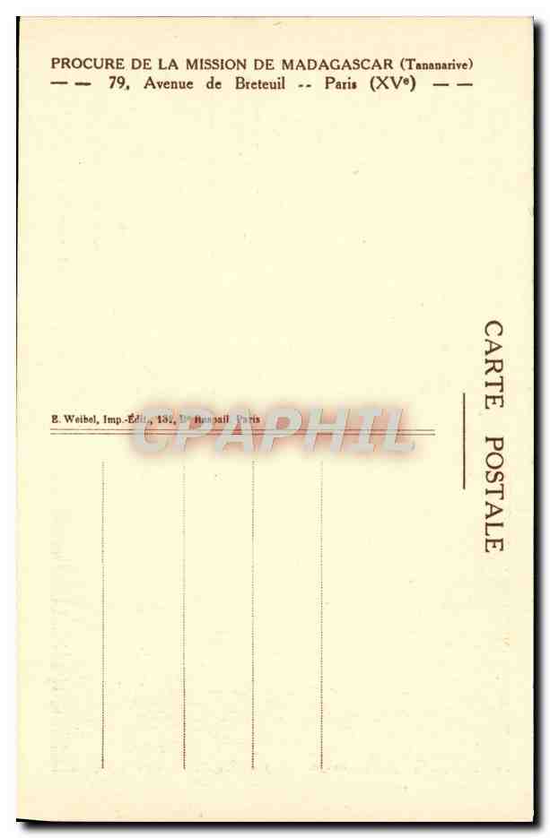 Madagaskar-Zimmer — Jesuiten — Verleger E. Weibel, Paris — Rückseite