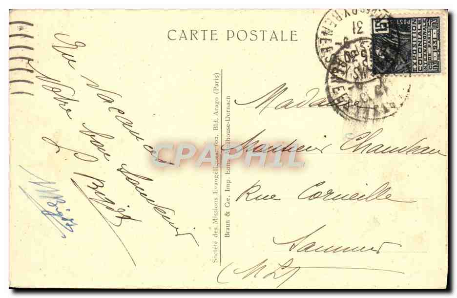 CPA Paris Exposition Coloniale Pavillon Des Missions Protestantes — Rückseite