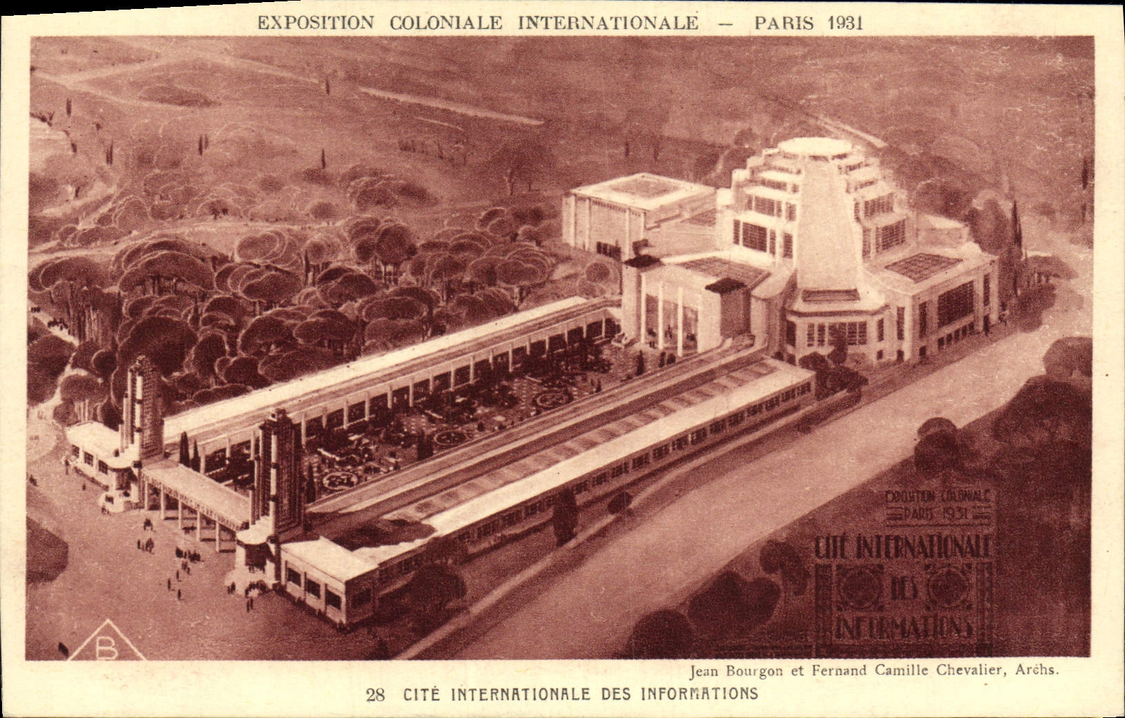 Cité Internationale des Informations — Exposition Coloniale Internationale — Paris 1931 — Jean Bourgon et Fernand Camille Chevalier, Archs.