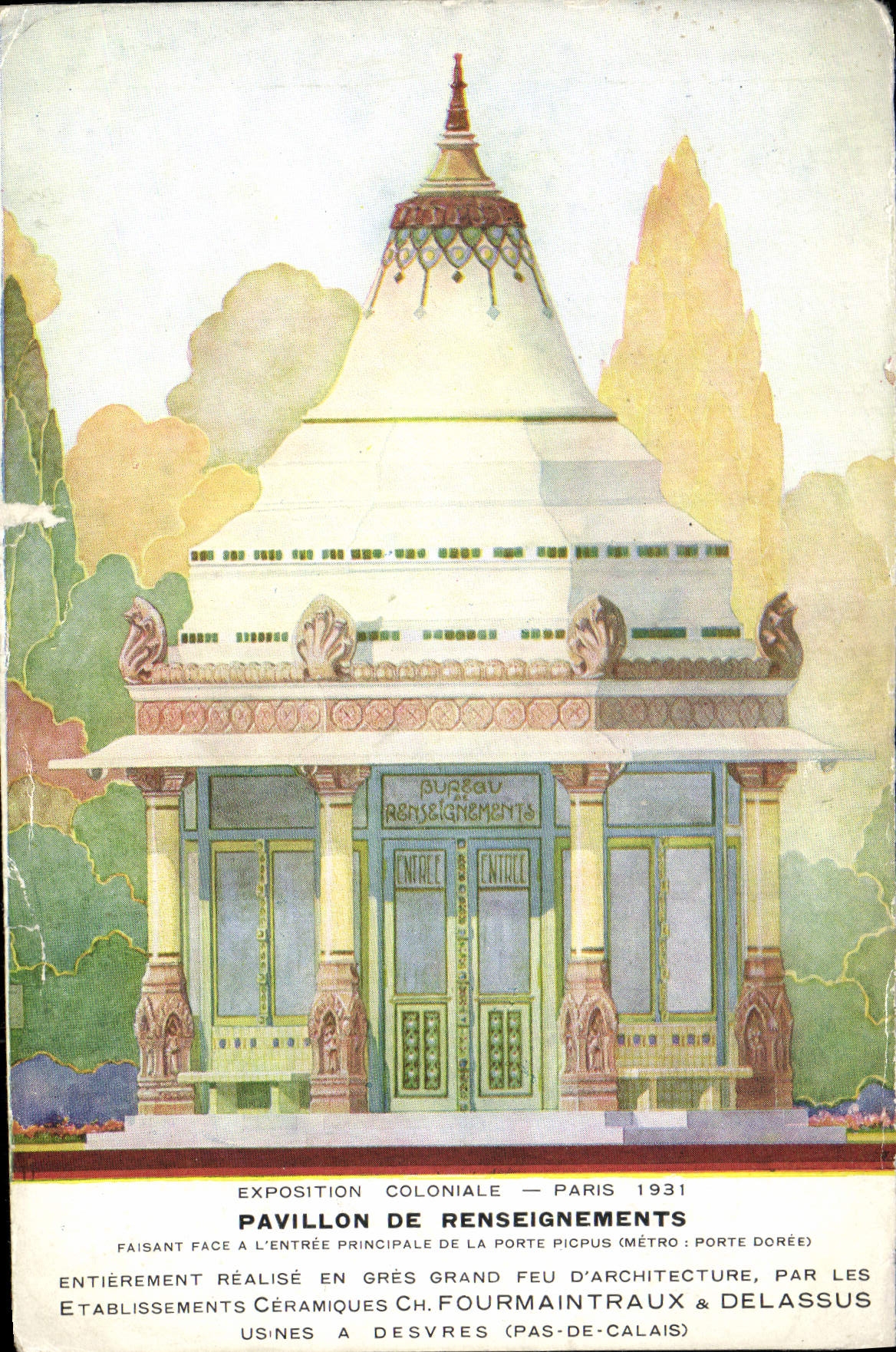 Pavillon de Renseignements — Exposition Coloniale Paris 1931 — Établissements Céramiques Ch. Fourmaintraux & Delassus