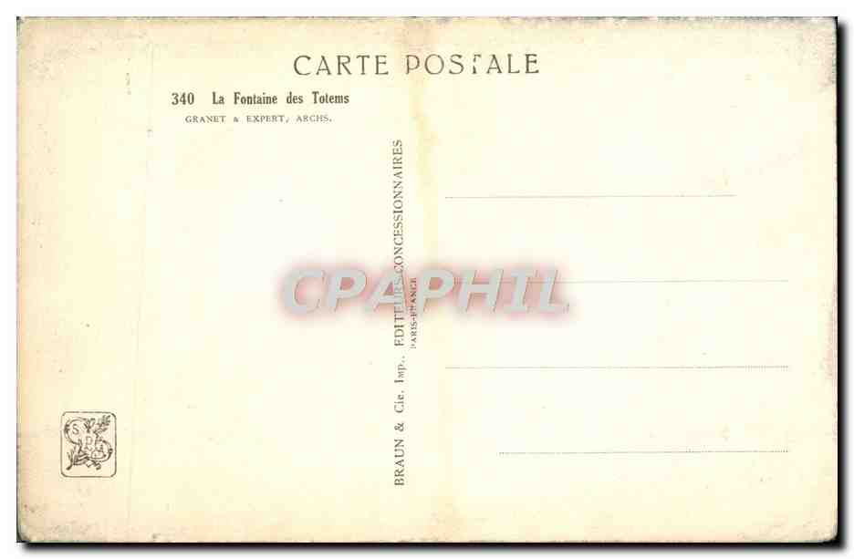 CPA Exposition Coloniale Internationale De Paris La Fontaine Des Totems — Rückseite