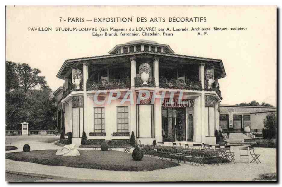 CPA Paris Exposition Des Arts Decoratifs Pavillon Studium Louvre Grands Magasins du Louvre