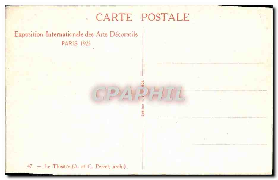 Le Théâtre — Exposition Internationale des Arts Décoratifs, Paris 1925 — Édition G. Perret — Reverso