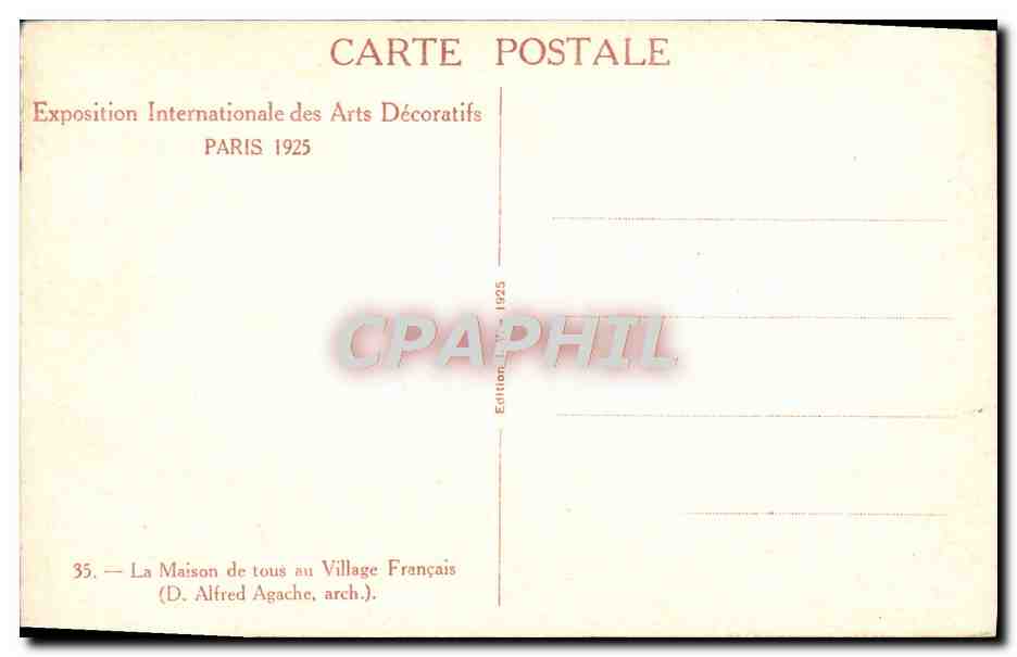 La Maison de tous — Exposition Internationale des Arts Décoratifs 1925 — Édition LIVRE 1925 — Rückseite