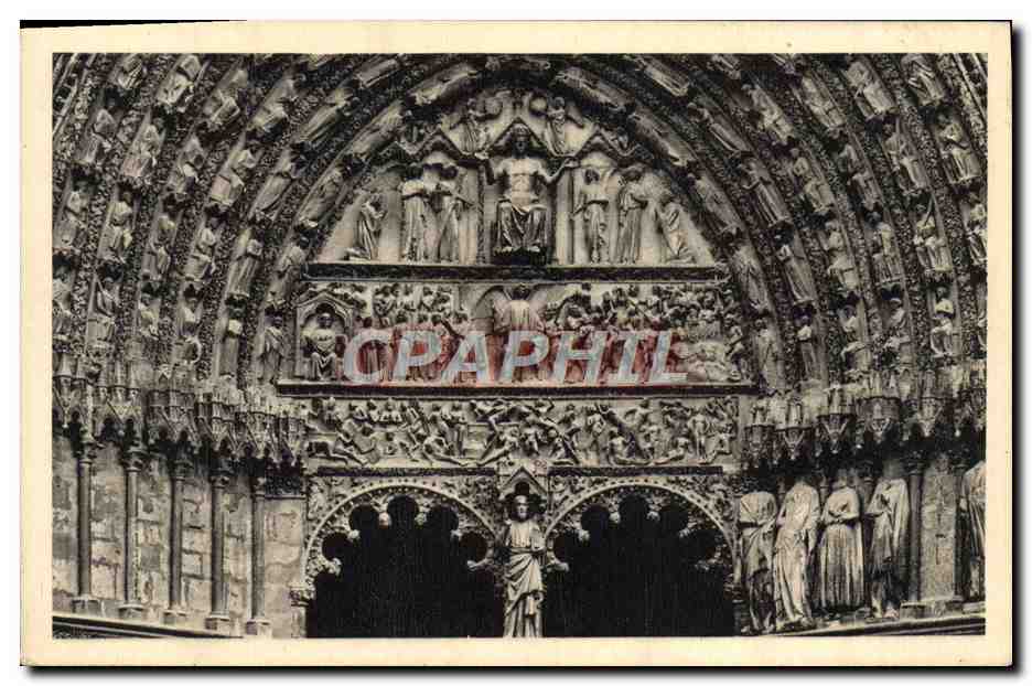 CPA Bourges La Cathedrale Tympan Du Portail Central Le jugement dernier