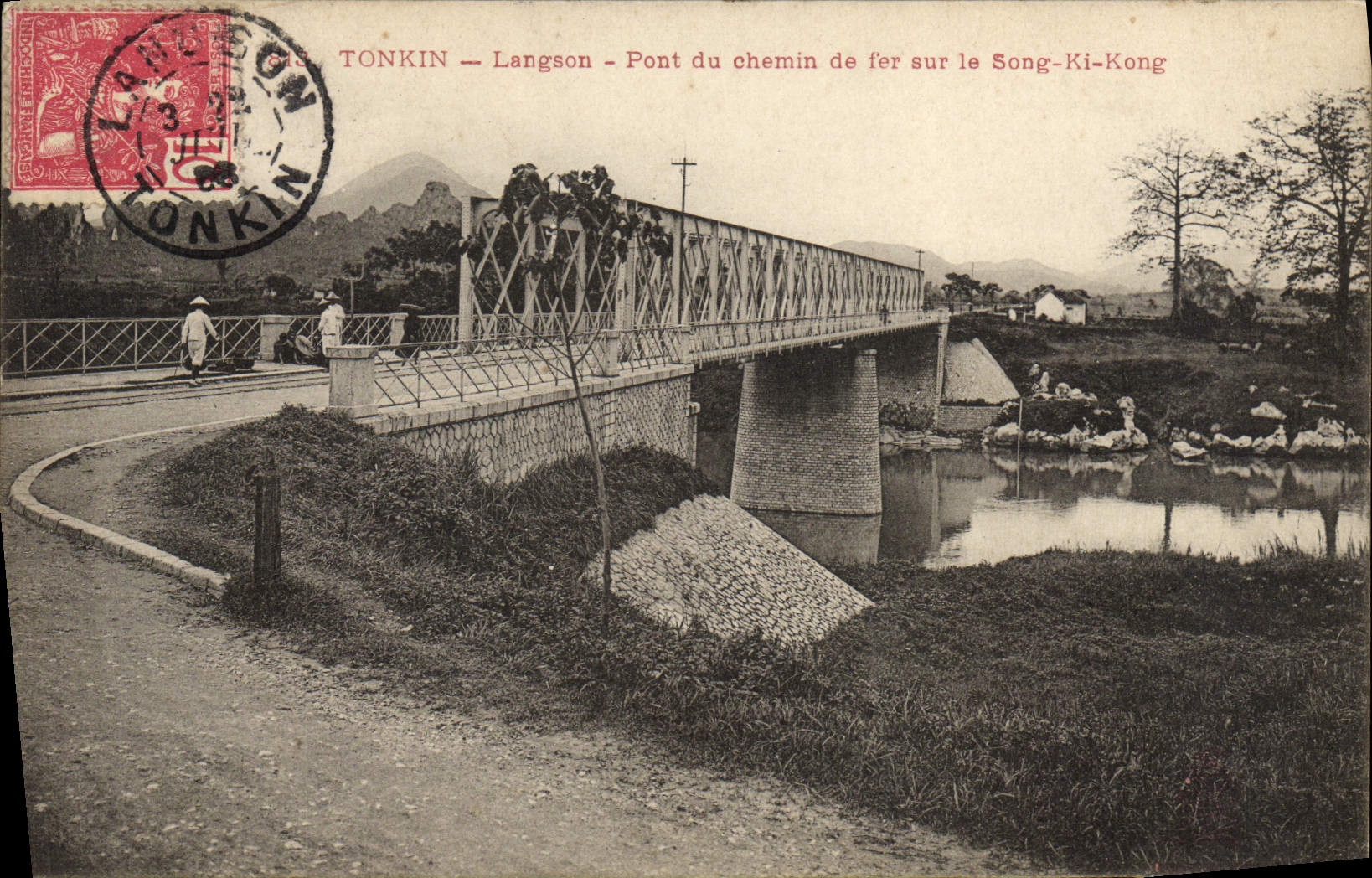 CPA Tonkin Langson Pont Du Chemin De Fer Sur Le Song Ki Kiong Vietnam Indochine