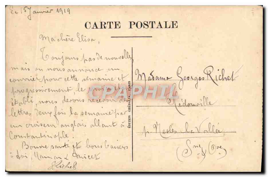 CPA Souvenr De Salonique Restaurant Ambulant — Rückseite