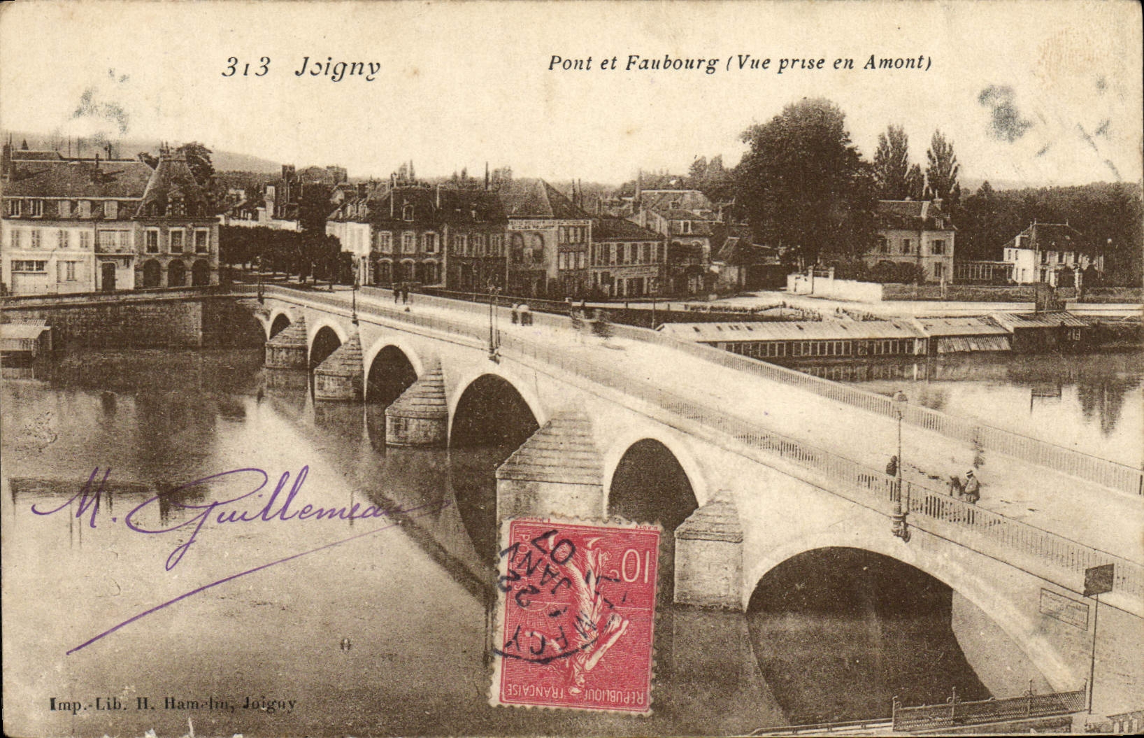 CPA Joigny Pont Et Faubourg Vue prise en amont