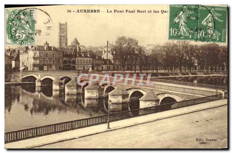 CPA Auxerre Le Pont Paul Bert Et Les Quai