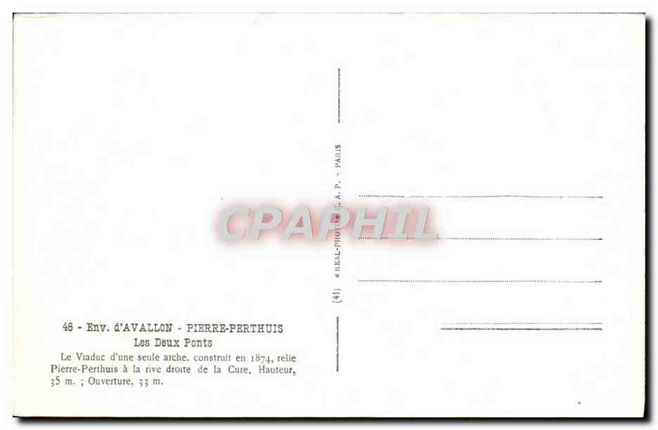 CPA Env D'Avallon Pierre Perthuis Les Deux Ponts Le Viaduc D'Une Seule Arche — Verso