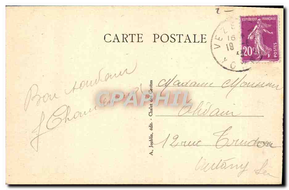 CPA Grotte D'Arcy Sur Cure Le Vallot Et La Draperie — Verso