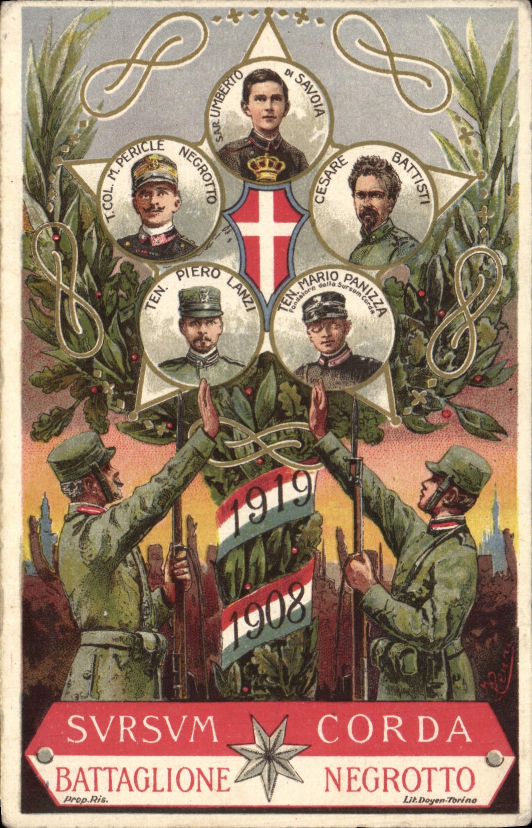 CPA Battaglione Negrotto Italie esare Battisti Militaria