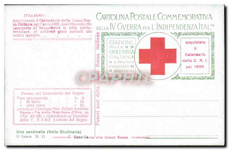 CPA Italie Una sentinella Indipendenzia Militaria — Rückseite