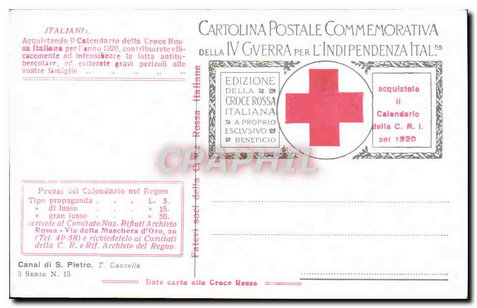 CPA Italie Indipendenzia Militaria Canal di S Pietro  — Rückseite