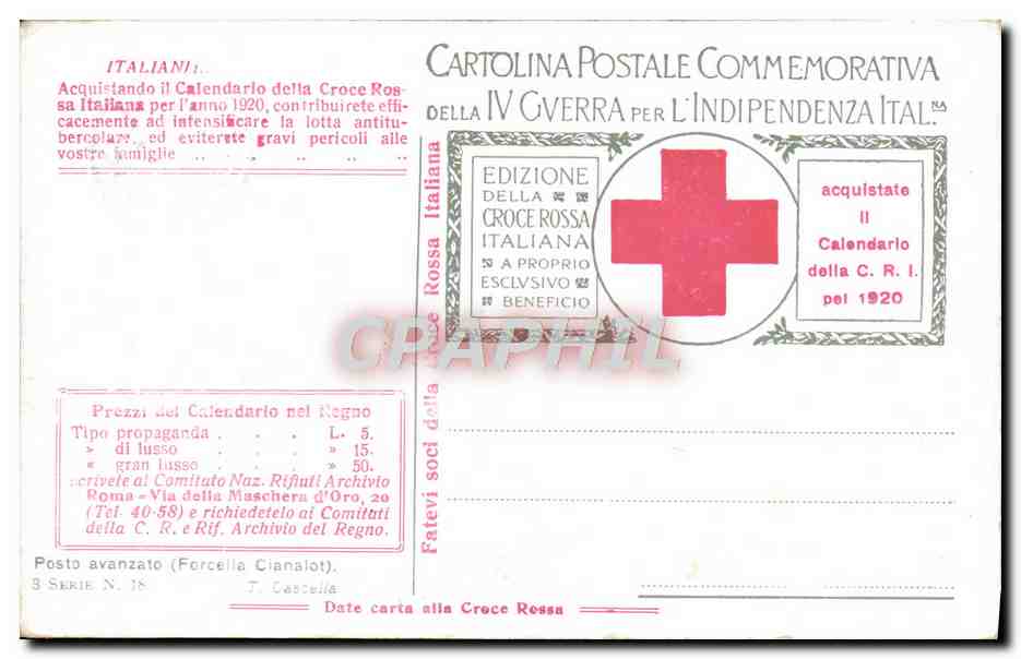 CPA Italie Posto avanzato Indipendenzia Militaria — Rückseite