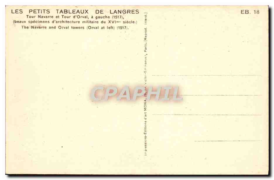 CPA Les Petits Tableaux De Langres Tour Navarre Et Tour d'Orval Enfants — Back
