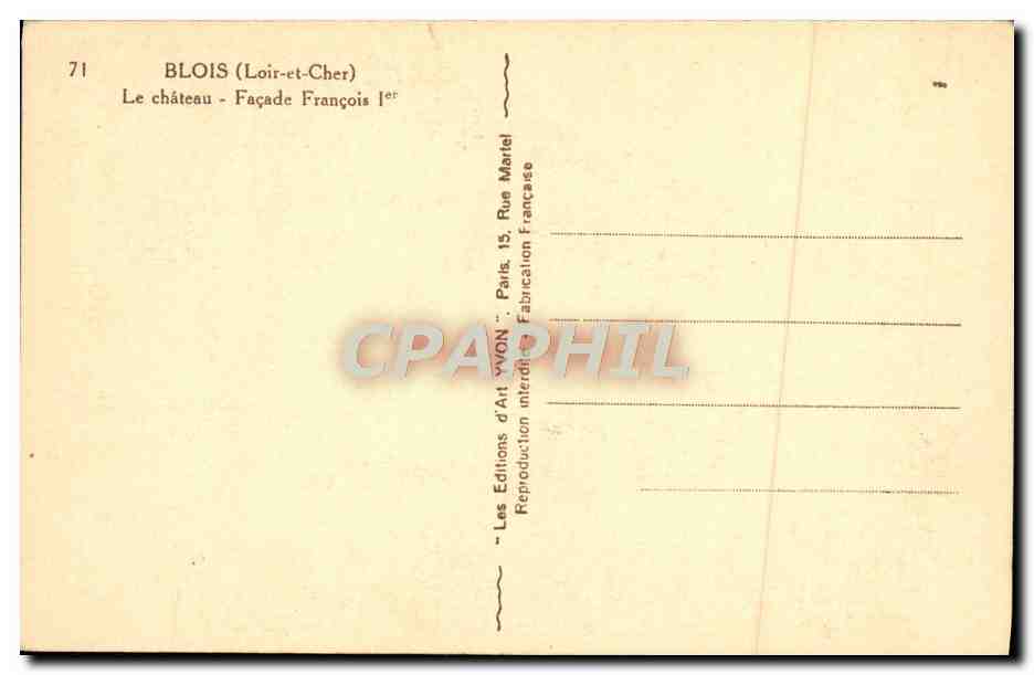 CPA Blois Le Chateau Facade Francois 1er — Rückseite