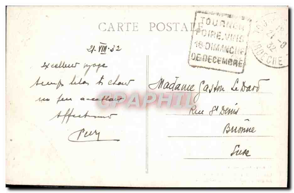 CPA Environs De Tournon Le Grand Pont Et Douce Plage  — Back