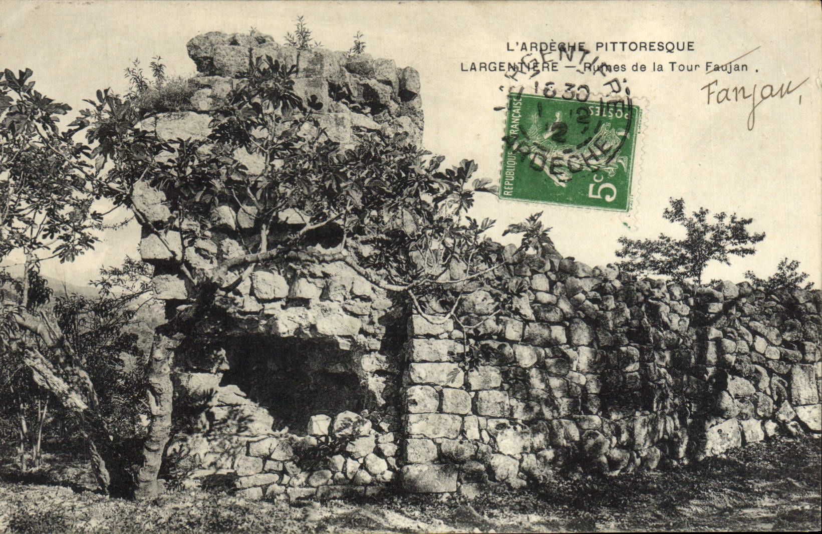 CPA L'Ardeche Pittoresque Largentiere Ruines De La Tour Faujan