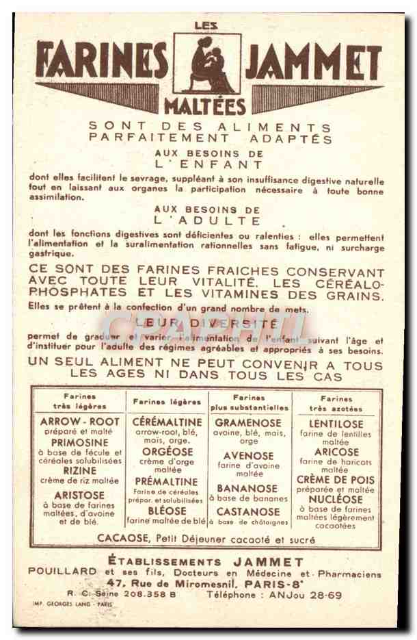 CPA Les Vieilles Provinces De France Le Berry Edition Farines Jammet Folklore — Rückseite