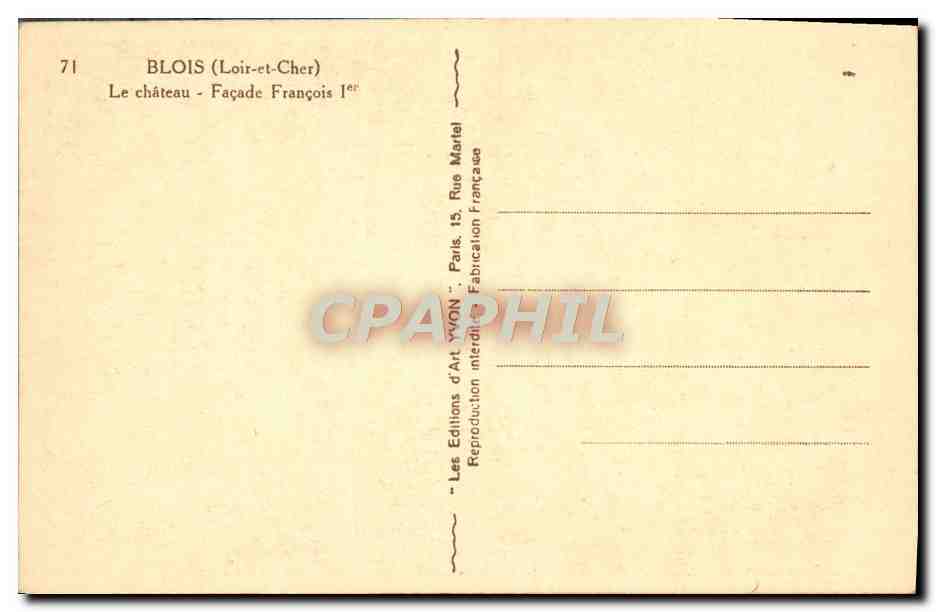 CPA Blois Le Chateau Facade Francois 1er — Rückseite